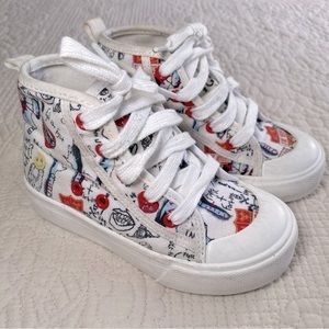 DISNEY Kid’s Estella Cruella White High Top Canvas Sneakers Size 10
